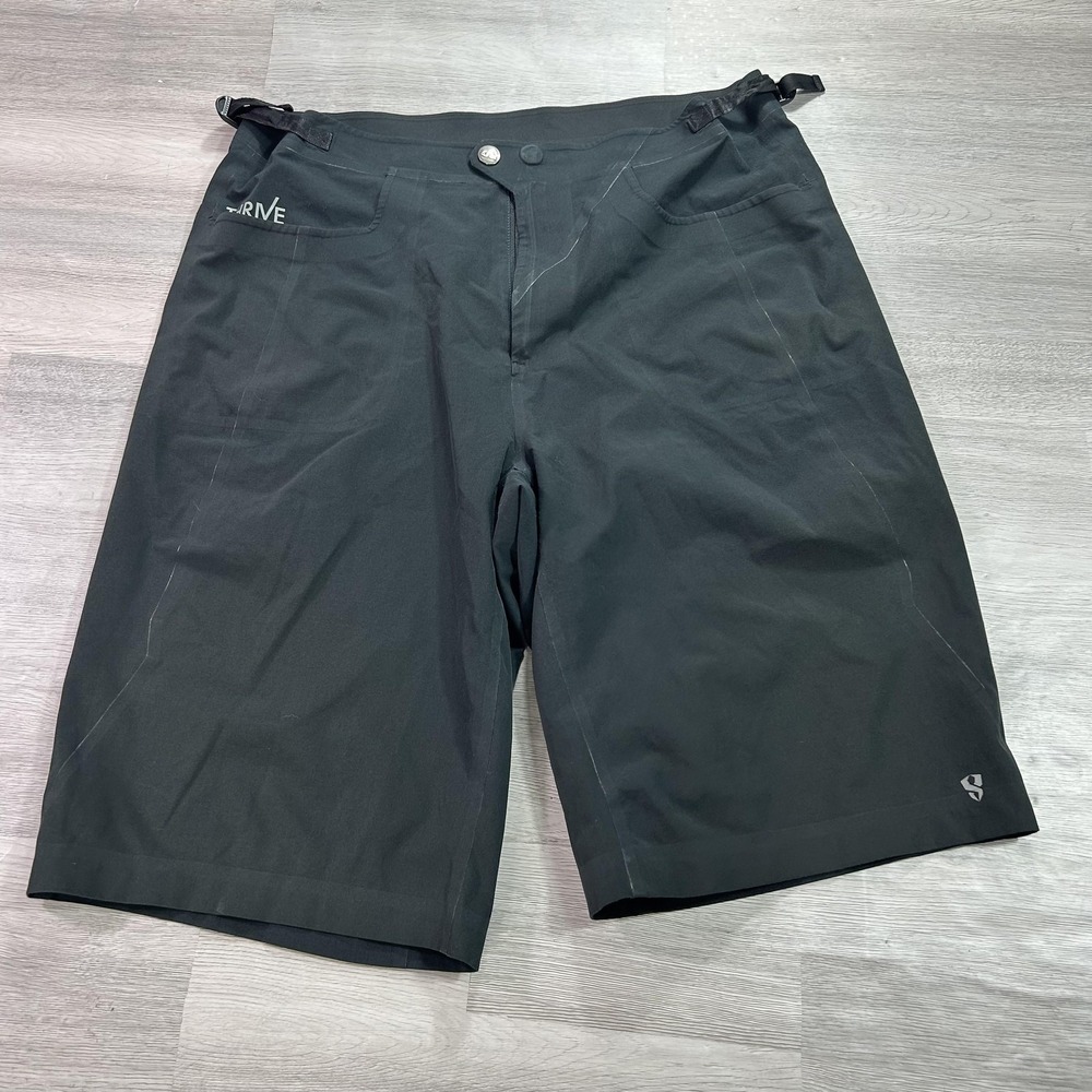 Stoic Shorts Mens Medium Black Softshell Mountain Bike Hiking Adjustable Waist